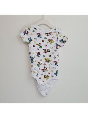 Super Mario Nintendo all-over-print baby onesie